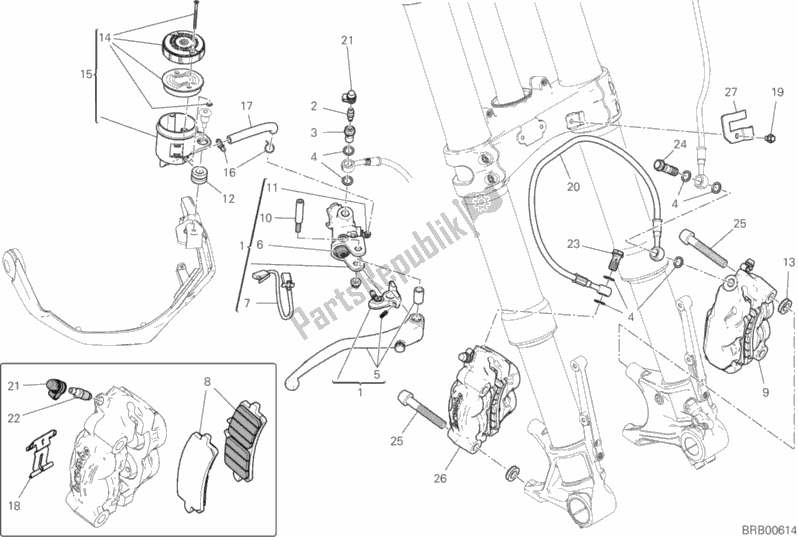 Tutte le parti per il Sistema Frenante Anteriore del Ducati Multistrada 1260 S Pikes Peak USA 2020